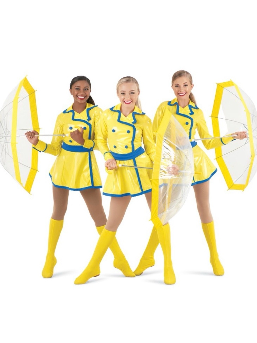 Weissman Yellow Dance Raincoat Costume with Blue Trim
